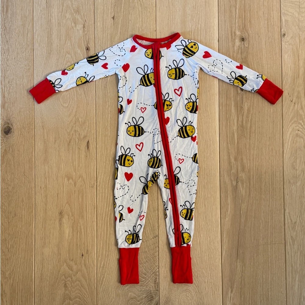 Little Sleepies Bee and Heart Print Footie
